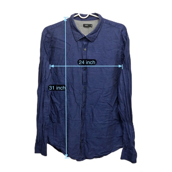 Vince Mens Linen Cotton Shirt Long Sleeve Casual Beach Coastal Nautical Blue XL - Picture 6 of 6